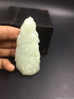 和田青白玉如意观音小摆件