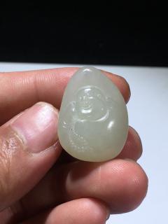 封klc1594:mz11和田玉白玉籽料弥勒佛挂件
