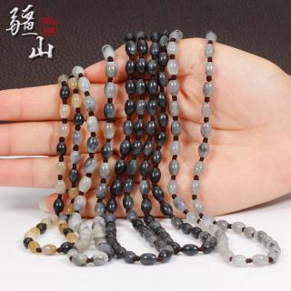 新疆和田玉墨玉青花小籽料项链绳男玉佩吊坠高档挂绳链子男士手链